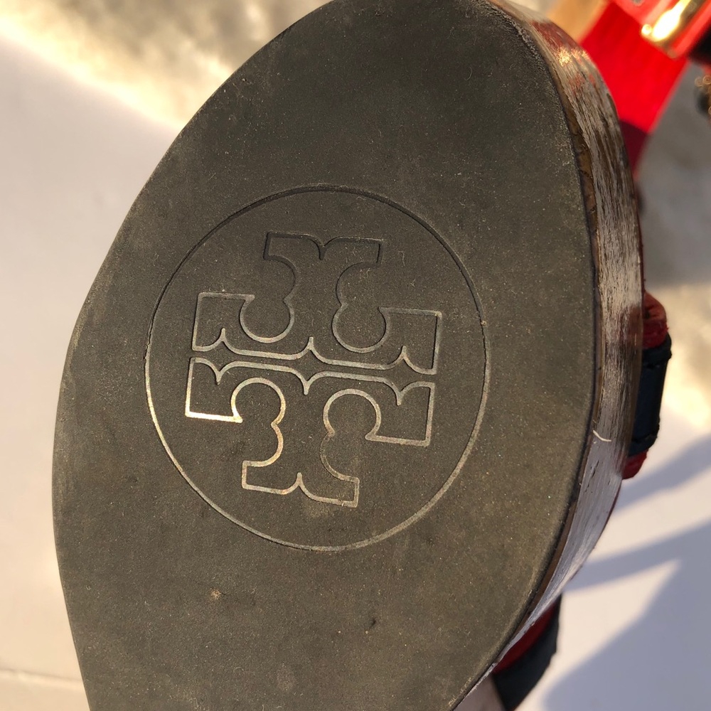 *Tory Burch | Red Navy Volcano Angeline Wedges 7.5 - Picture 13 of 14